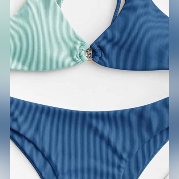 ZAFUL Women's Ribbed O-Ring String Bikini Cheeky Swimsuit - Picture 4 of 5